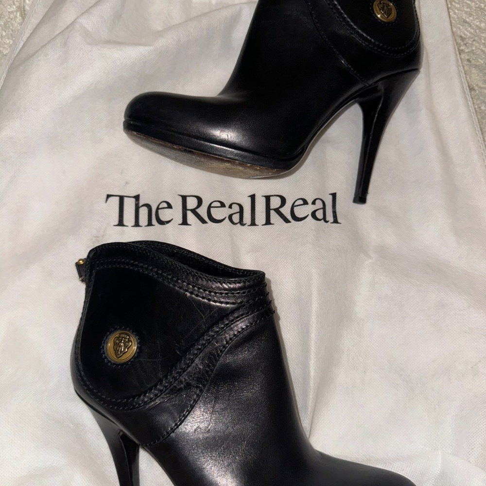 Authentic leather Gucci black Diana Ankle boots Size 8 - Picture 2 of 11